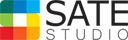 SateStudio Light Logo on black background